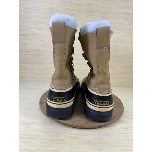 Cabelas Brown Leather Fur Lined Winter Boots Mens Size 10 - Picture 4 of 10